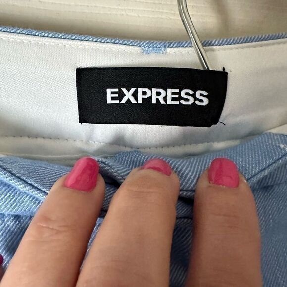 Ladies Express Columnist Ankle Mid Rise Stretch Slacks in Blue Size 4R - Picture 4 of 4